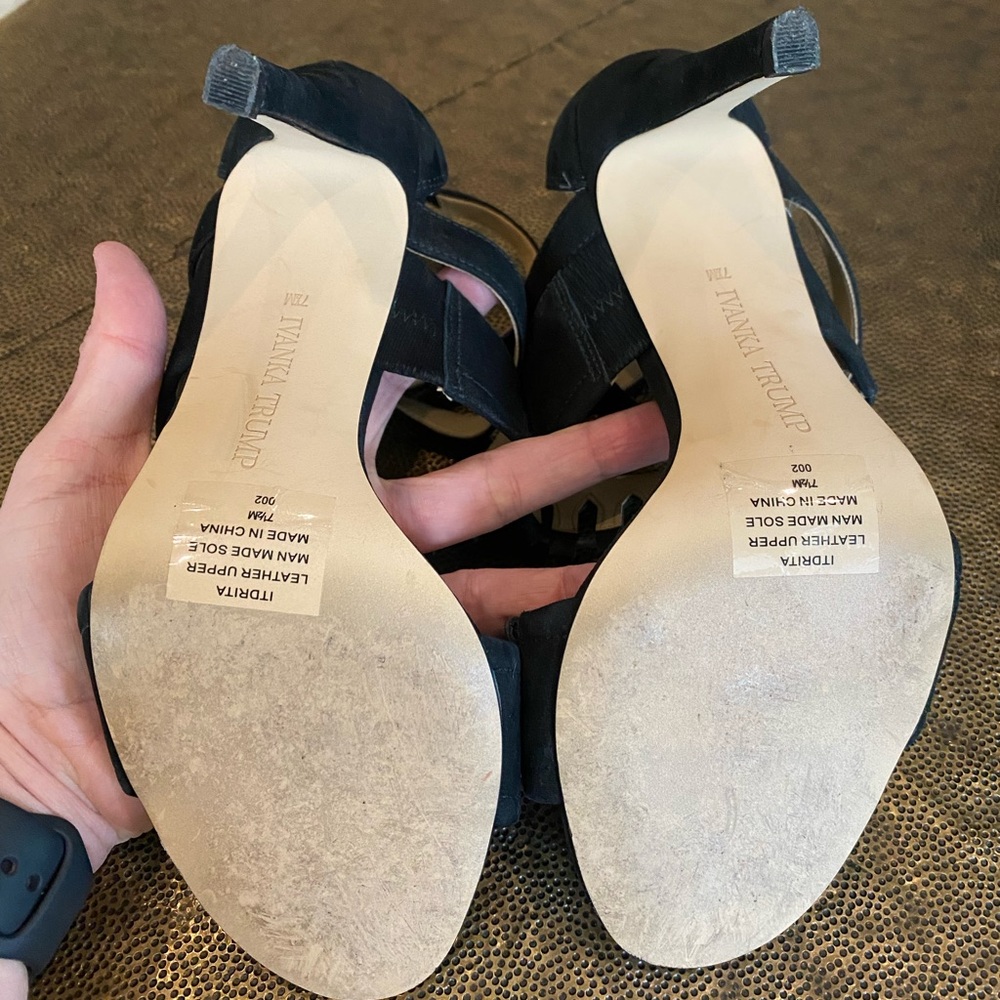Ivanka Trump black suede high heeled sandals - Picture 3 of 3